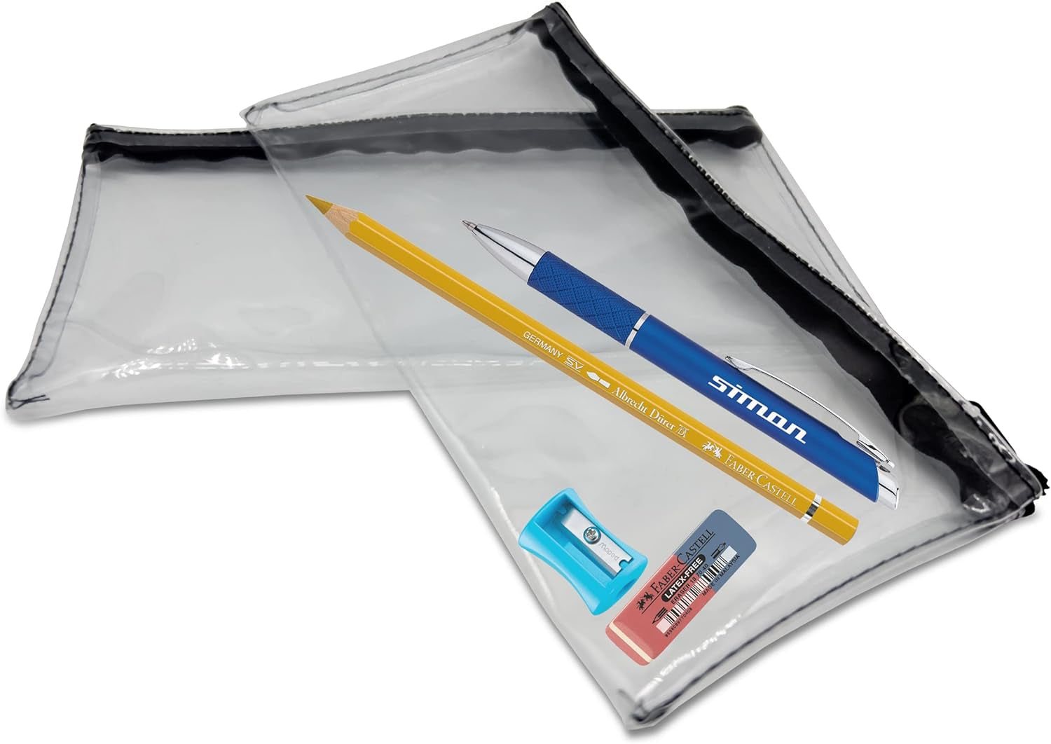 Pencil Case - Transparent PVC Pencil Cases with Zipper - Clear Pencil Case for Exams Pen Pencil Stationary - Pencil Case for Girls Boys (Pack of 2)