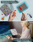 Stay Wet Palette for Acrylic Miniature Painting Kit, Paint Tray Palettes with 100PCS Pallet Paper, 4PCS Sponge, Brush Holder Mixing Paint Saver Palette for Warhammer 40K Model Paint