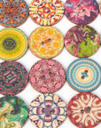 100Pcs Mixed Random Flower Painting round 2 Holes Wood Wooden Buttons for Sewing Crafting 20Mm