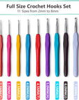 Crochet Hooks 11 Size Crochet Hook Set with Soft Handle and Case Crochet Needle Kit for Beginners Knitting Needle Kit Yarn Crochet Kit 2Mm(B) to 8Mm(L)