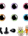 120Pcs 16Mm 3D Glitter Plastic Safety Eyes for Amigurumi Trapezoid Craft Crochet Doll Eyes with Washers Stuffed Animal Eyes for DIY of Puppet, Bear Plush Animal(6 Colors)