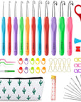 73 Pack Crochet Hooks Set, 13 PCS 2Mm(B)-10Mm(N) Ergonomic Soft Grip Crochet Handles Yarn Knitting Needles Kit with Case for Arthritic Hand, Crochet Starter Kit for Beginners and Lovers