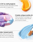 Craft Acrylic Paint Set, Water-Based Acrylic Craft Paint, Matte Finish Artist Paints, Art Supplies for Glass, Wood, Ceramics, Fabrics, Leather