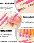 Dreadlock Crochet Hooks for Hair 0.5Mm,Locs Crochet Needle Dreads,Soft Ergonomic Handles Grip,2 Pieces Hair Interlocking Tool for Braid Craft (6 Crochet Hooks for Hair)