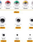 800Pcs 4Mm-12Mm Googly Eyes Self Adhesive Wiggle Eyes for Art Craft Supplies, Doll Making and Scrapbooking,7 Size