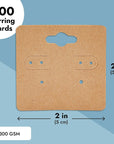 200 Bulk Pack Kraft Paper Earring Cards for Selling Jewelry, Necklaces, Studs, and Pre-Cut Holes, Perfect for Small Business, Retail, and Boutique Display (2X2 In)
