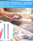 2 Pcs DIY Diamond Painting Parchment Paper Cutter Precision Craft Ceramic Blade Knife Pen for Cutting Paper Art with Replaceable Blade, Pink, Blue