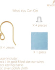 Earring Hooks 14K Gold Filled Ball Dot Ear Wire with Rubber Earring Backs Earwire for Jewelry Making Earring Supplies (4Pcs Ear Wire and 4Pcs Earring Backs, Total 8Pcs)