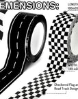 2 Rolls Checkered Flag and Road Track Tapes 109 Yards Black White Buffalo Tapes Decorative Race Car Road Tapes Packing Tapes for Birthday Scrapbook Box DIY Crafts