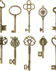 Vintage Skeleton Keys Set, Filigree Steampunk Keys, Antique Bronze Keys Charms Pendants, Different Style