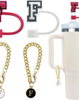 4 PCS Initial Letter Charm Accessories and Straw Cover Pack- Chains with Initial Letter for Stanley 20 30 40 Oz Tumbler with Handle