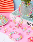 126 Pcs Shiny AB/UV Color Acrylic Faceted Beads 15Mm Beads 7 Colors Mixed Lots DIY Acrylic round Bubble Beads for Pen Jewelry Bracelet Making Gifts Beadable Pens Beads(Colorful)