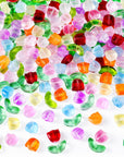 320PCS Tulip Flower Beads Glass Translucent Bracelet Beads Colorful Handcrafted Crystal Loose Glass Beads for Spring Summer DIY Jewelry Making Gifts