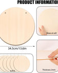 6 Pack Wood Circles for Crafts 14 Inch Unfinished Wood Slices Blank Wooden Door Hanger Sign round Wood Discs with Bows Twine Glue Point for DIY Crafts Painting Christmas Home Holiday Decor