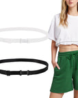 2Pcs Adjustable Crop Tuck Band for Shirts, Shirt Tuck Band Shirt Cropping Band Elastic Crop Top Band Tucking Belt for Women, Change the Style of Your Tops (Black + White)