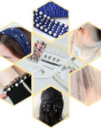Pearl Handmade Setting Machine with 5 Sizes of round Pearl ABS Beads Rivet Studs and 900 Pcs Nailheads Spots Studs Kit for Hats Shoes Clothes Bags Skirts Beads DIY Accessories