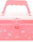 Plastic Art Box for Kids - Portable Multi-Purpose Storage Box for Toys, Crafts, Art Supplies - Pink