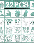 22 Pack Cute Baby Shower Stencils for Onesie Decorating Kit, Boy Girl Shirt Fabric Stencils for Clothes Phrases Mixed Animals Pattern Templates for Onesies Bibs Bodysuit Bags Shirts Shoes (22 Girl)