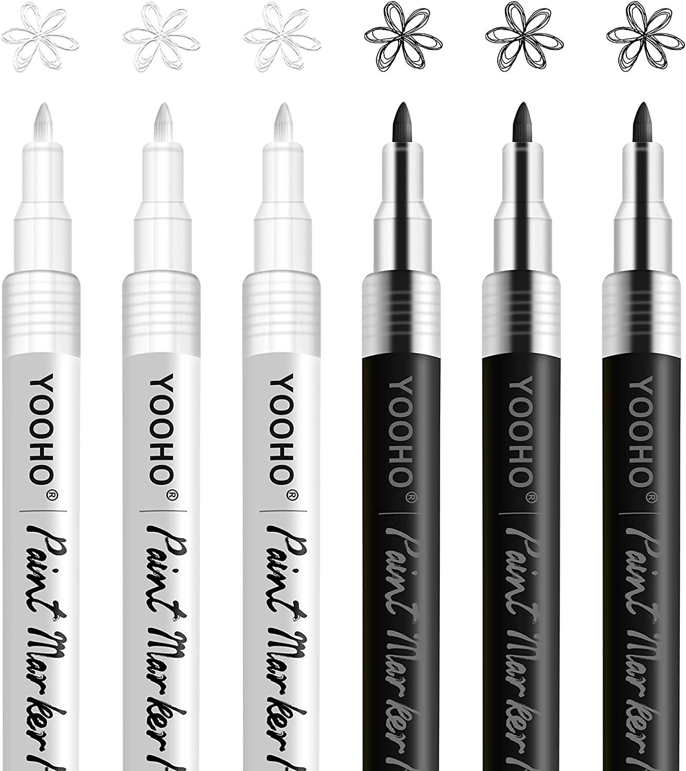 Paint Pen Gold Silver Metallic Permanent Acrylic Markers Set for Fabric Glass Rock Wooden Ceramic Leather Tire Painting, 0.7Mm Extra Fine Tip (3Pcs Gold+3Pcs Silver)