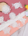 12 PCS Flower Applique White Lace Embroidered Flower Patches for Clothes 3D Floral Sew on Patches for Women'S Dress Jeans Sweater Hats Shoes Bags Clothes Repairing Decorating Wedding DIY Sewing Craft