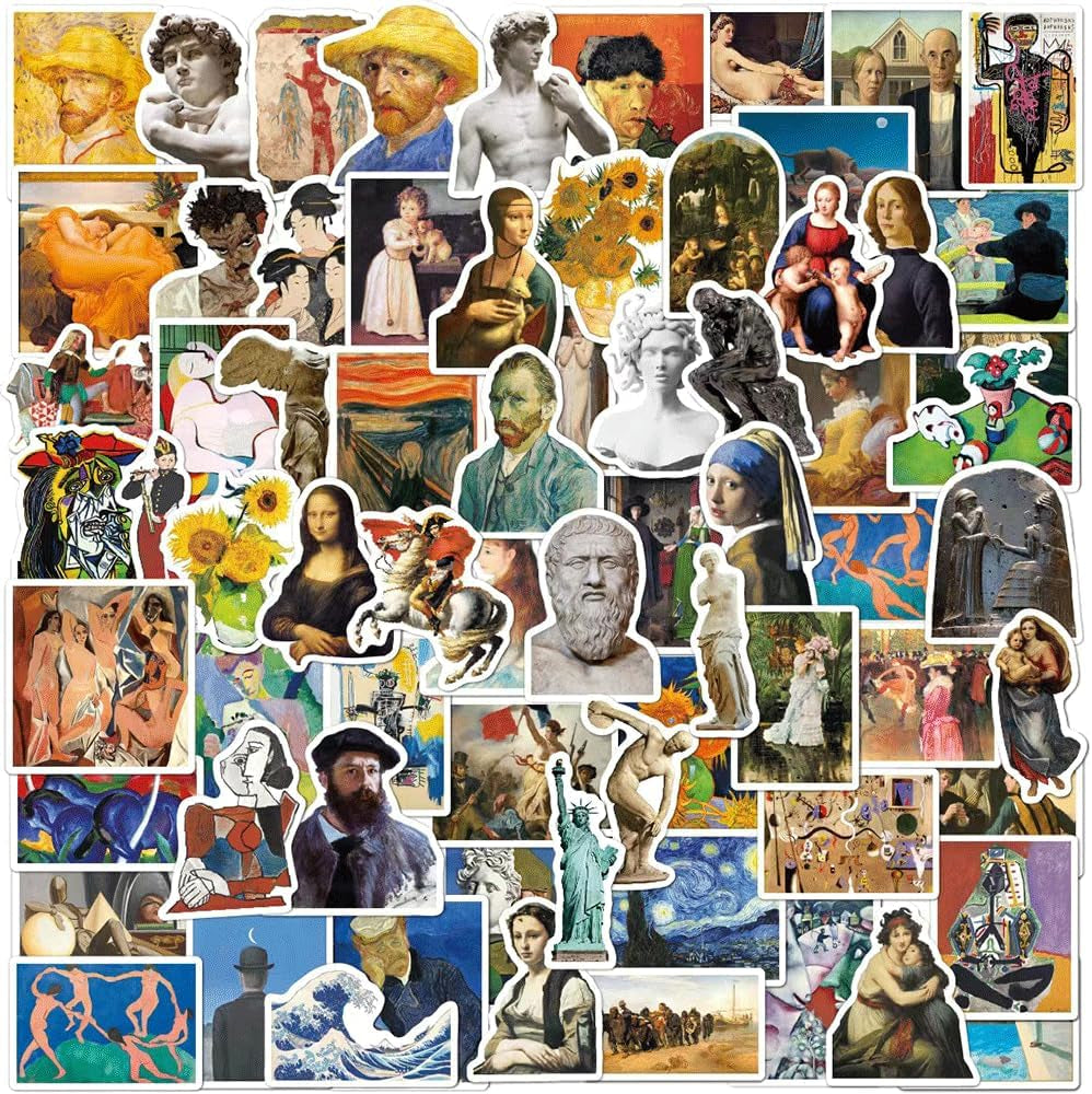 Oil Painting Stickers 104Pcs Retro Famous Paintings Art for Water Cup Backpack Lovely Present to Friends (Oil Painting)