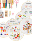 4 Sets Embroidery Kit for Beginners Adults & Kids to Learn 29 Basic Embroidery Stitch Practice Kit,Embroidery Starter Kit for Beginners with Embroidery Patterns, Hoop,Threads,Tools