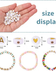 1820Pcs Letter Beads for Bracelets, 28 Styles Alphabet Beads Colorful Heart Beads for Bracelets and Jewelry Making (4X7Mm, White & Gold)