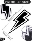 30 Pcs Black Lightning Iron-On Patch, Sew-On Flash Appliques Embroidered Patches Lightning Bolt Patch Embroidered Flash DIY Appliques for Clothes Shoes Bags Hat Jeans
