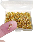 300PCS Small Screw Eye Pins,10 X 5Mm Eye Pins Hooks,Mini Screw Eye Pin Peg for Arts & Crafts Projects,Self Tapping Screws Hooks Ring for Cork Top Bottles & Charm Bead & DIY Jewelry Making (Gold)