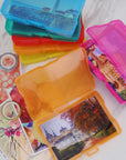Colorful Plastic Photo Storage Box with Handle,16 Inner 4''×6''Photo Cases and Craft Keeper for Photos, Pictures, Garden Seed, Sewing Supplies