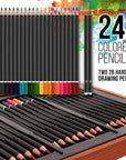 102-Piece Deluxe Wooden Art Supply Set - 24 Watercolors, 17 Brushes, 24 Colored Pencils, Sketch Pads