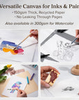 Handmade Deckle Edge Paper - A5-5.8 X 8.3 - Great for Paint, Greeting Cards, Invitations, Printer, Watercolor, Writing - 150Gsm Textured Paper with Raw Edge for Art and Crafts