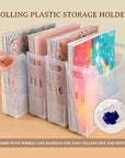 4 Pack Scrapbook Paper Storage with Wheels, Plastic Scrapbook Storage Bin for Holding 12" X 12" Papers, Scrapbook Papers, Vinyl Sheets, Cardstocks