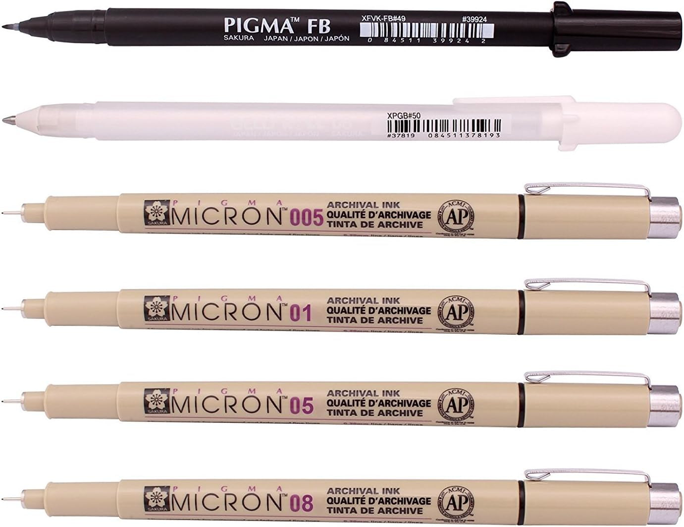 Pigma Manga Basic Set (005, 01, 05, 08, FB, White)