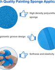 Paint Sponge Applicator 3Pcs,  Black Detail Painting Sponge Double-Side Art Craft round Sponge for Car Waxing, Wall Repairing Kitchen Cleaning Sponges with Storage Mesh Bag (Blue)