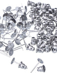 100 Pieces Stainless Steel Bullet Clutch Earrings Safety Backs and Blank Earring Pin Studs Findings Posts (Silver)
