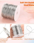 18 Gauge Stainless Steel Wire for Jewelry Making, 1Mm Bailing Wire Snare Wire Wrapping for Craft and Jewelry Making
