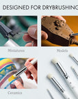 ARTIFY Drybrush Set of 5 Sizes: Expert Series Dry Brush for Effortless Miniature, Model, Ceramics, Citadel Painting - Hobby Detail Small Acrylic Oil Paint Brushes for Tabletop & Wargames Miniatures
