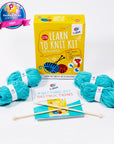 Knitting Kit for Beginners, Kids Adults Seniors Includes All Knitting Supplies: Wool Yarn, Knitting Needles, Yarn Needle and Instructions – Fantastic DIY Gift Learn to Knit Arts & Crafts Kit