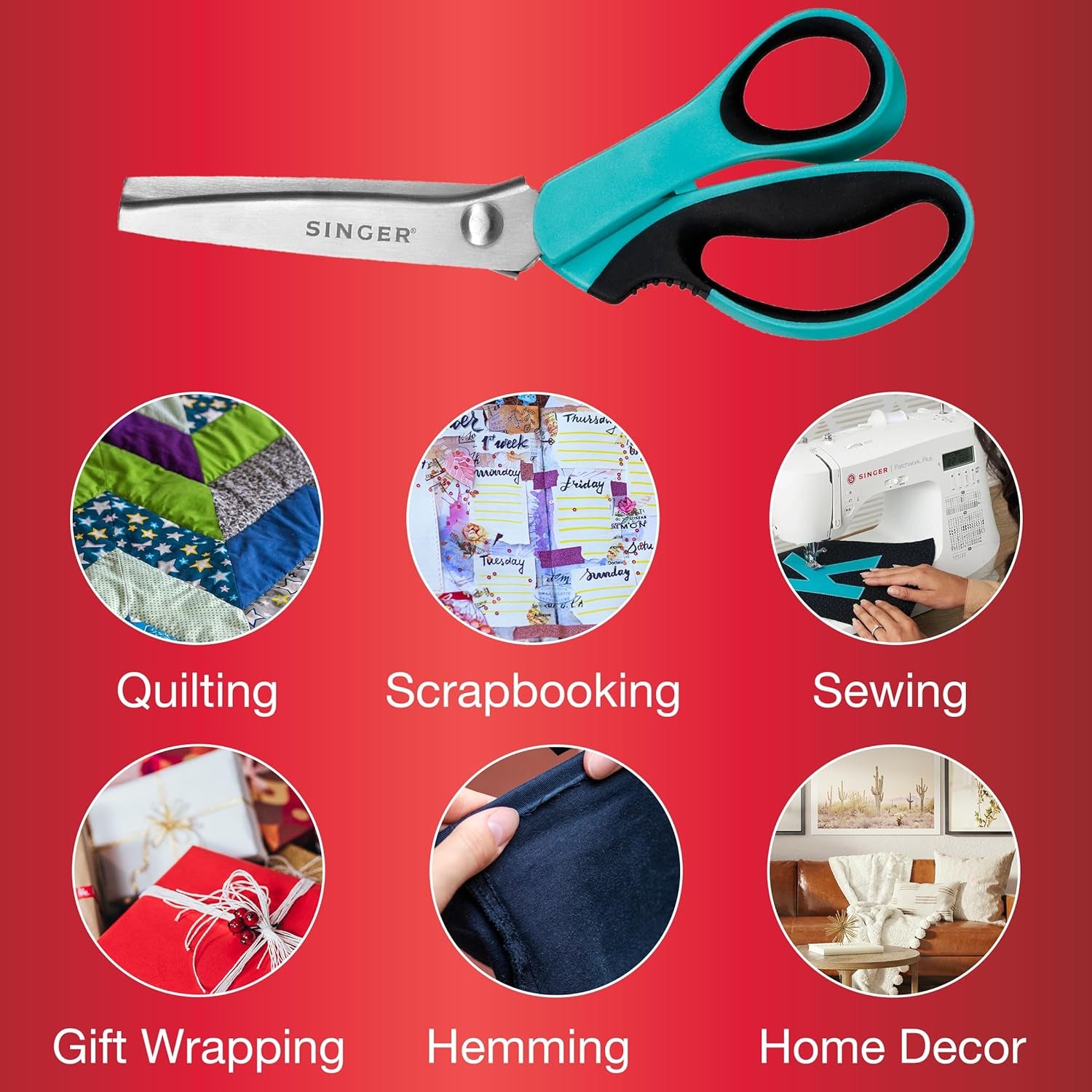 Proseries 9" Pinking Shears - Heavy-Duty Stainless Steel - Zigzag Cut for No-Fray Fabric, Sewing & Craft Edging