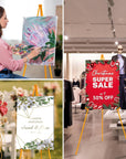 63" Easel Stand for Wedding Signs, Posters, Portable Artist Easel for Painting Canvas, Tripod for Home and Office, Supports 5 Lbs-Yellow 1/Pack