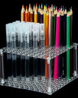 96 Hole Pencil Brush Holder Acrylic Pen Holder Desk Stand Organizer for Pencils Paint Brushes Markers Display and Home Storage (1 Pieces)