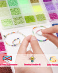 57600Pcs 2Mm Glass Seed Beads Small Craft Beads for DIY Bracelet Necklaces Crafting Jewelry Making Supplies with Beading Needles Elastic Strings (144 Colors, 400Pcs per Color)