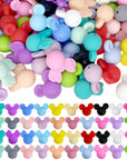 42 Pcs Mouse Head Silicone Focal Beads Cute Cartoon Loose Beads Accessory for DIY Keychains Bracelet Necklace Pens Lanyard Making