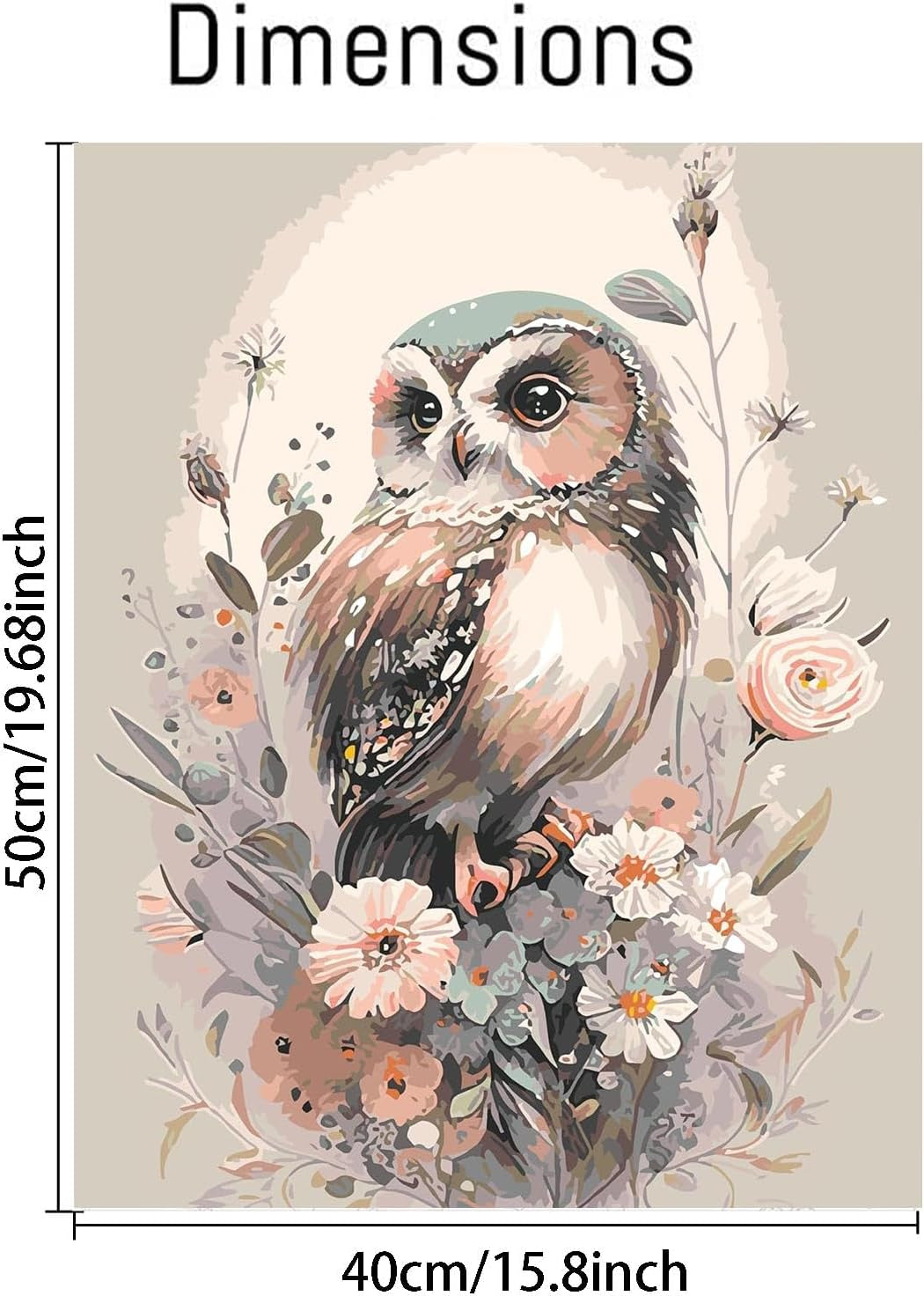 Owl Paint by Number for Adult Kit, DIY Acrylic Paint by Numbers for Adults Beginner, Owl and Flowers Oil Painting by Number on Canvas for Home Wall Decor 16X20Inch