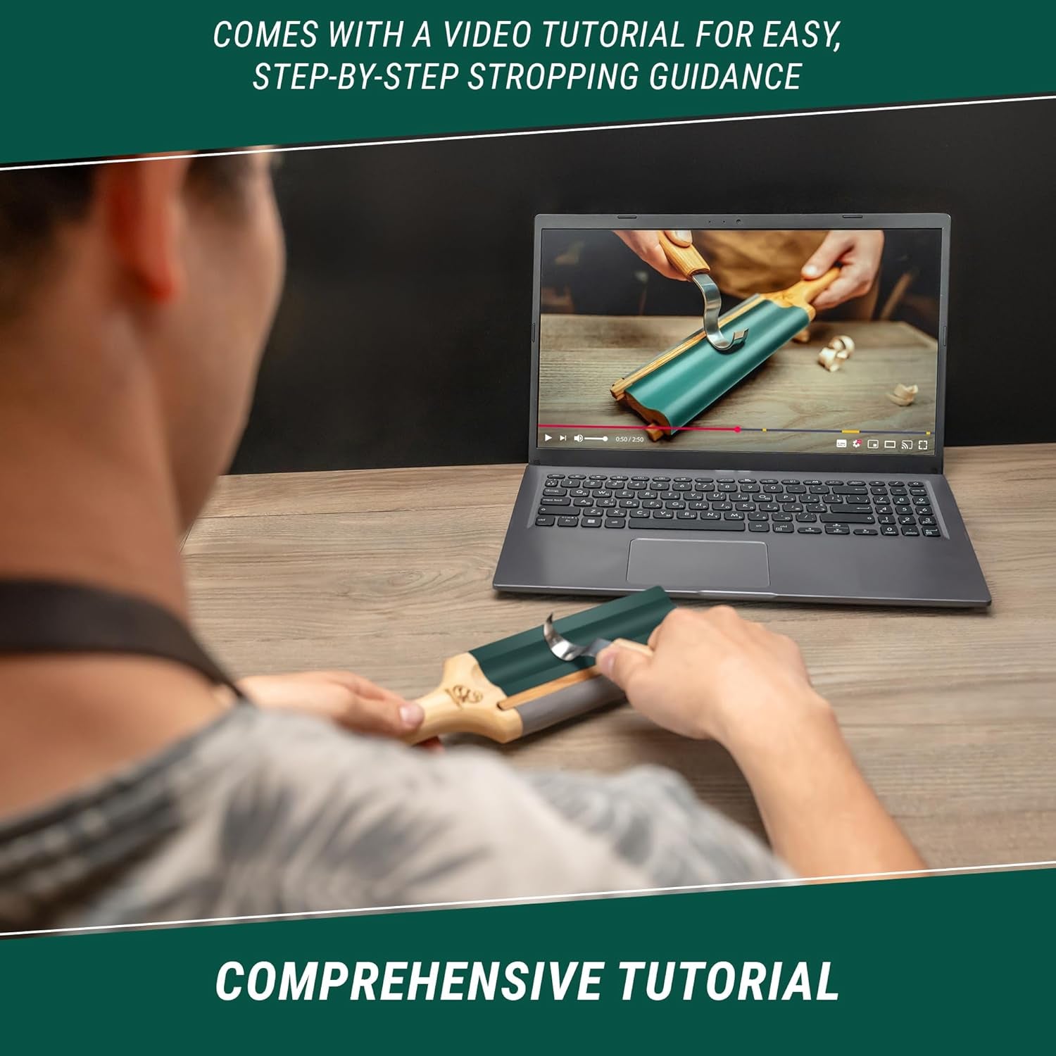 LS5P1 Wood Carving Strop Wood Carving Gouge Hook Knife Sharpening Honing Tools Strop Stropping Kit Leather Paddle Strop Spoon Carving Tools Sharpening Kit Sharpener with Polishing Compound