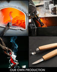 S01 Wood Spoon Carving Knives Set Spoon Making Tools Kit Whittling Knife Hook Knife Right-Handed Bowl Cup Kuksa for Beginners Woodworking Professional Wood Carving Kit