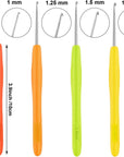 4 Pieces Hair Needles Crochet Hooks Precision Metal Needles Crochet Knitting Needles with Soft Handles, 1 Mm, 1.25 Mm, 1.5 Mm, 1.75 Mm, 4 Colors