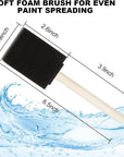 100 Pack 2 Inch Foam Brush Sponge Wood Handle Paint Brush Foam Sponge Brush for Acrylics, Stains, Varnishes, Crafts