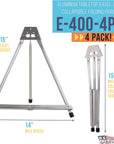 15" High Aluminum Tabletop Display Easel (Pack of 4) - Collapsible Folding Frame, Portable Artist Tripod Stand - Holds Canvas, Paintings, Books, Presentations, Photos, Pictures, Signs
